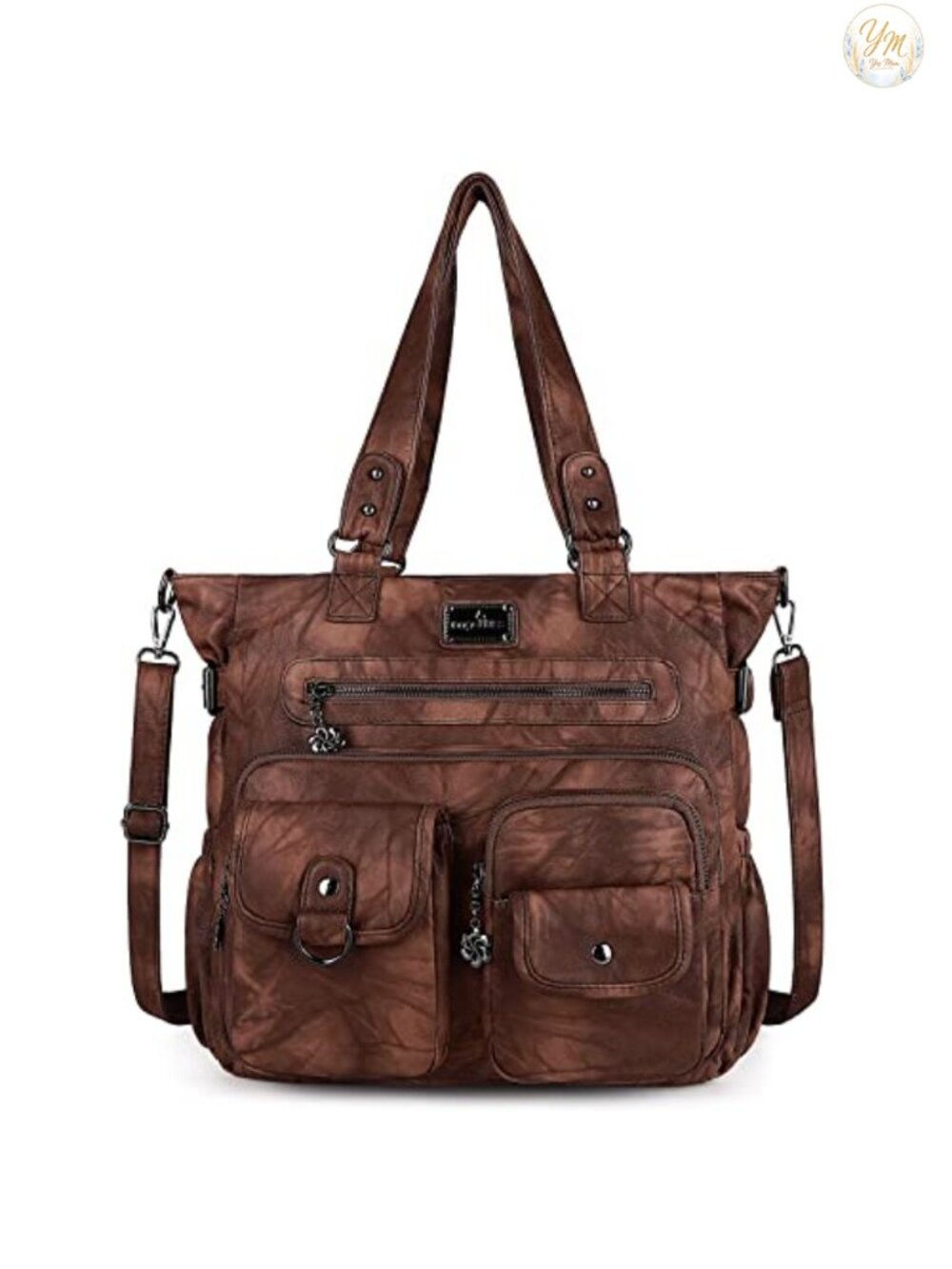 Women's PU Leather Satchel Handbag Large Tote with Pockets Shoulder Bag Work